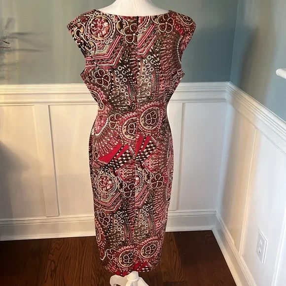 Dress size 12 Red/Grey/Cream/Tan/Brown sleeveless - Picture 3 of 7